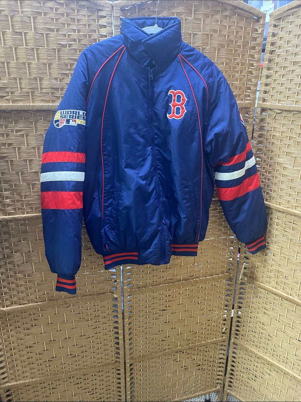Boston Red Sox 2007 World Series Champions Navy Puffer Jacket with Red Accent